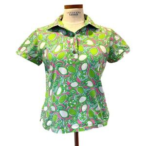 Lilly Pulitzer Green & Pink Polo Shirt w/ Lime Citrus 🍋‍🟩